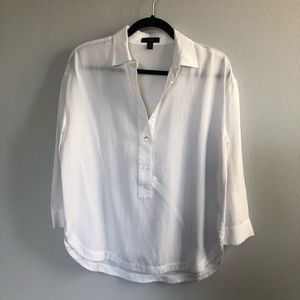 J.Crew 3/4 Sleeve White Pop Over Blouse